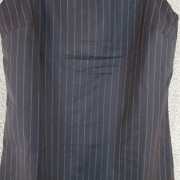 Elodie Black Pin Stripe Spagetti Criss Cross Back Adj. Strap Mini Dress Size M - Picture 3 of 11